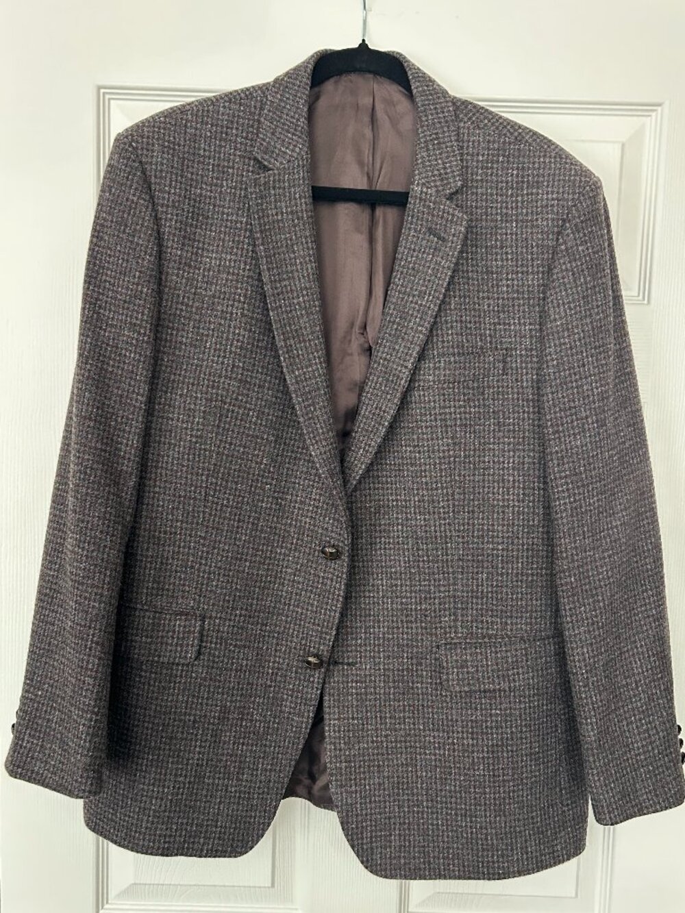 Alexandre London Mens 44R Wool Blazer Brown Check Windowpane Sport Coat